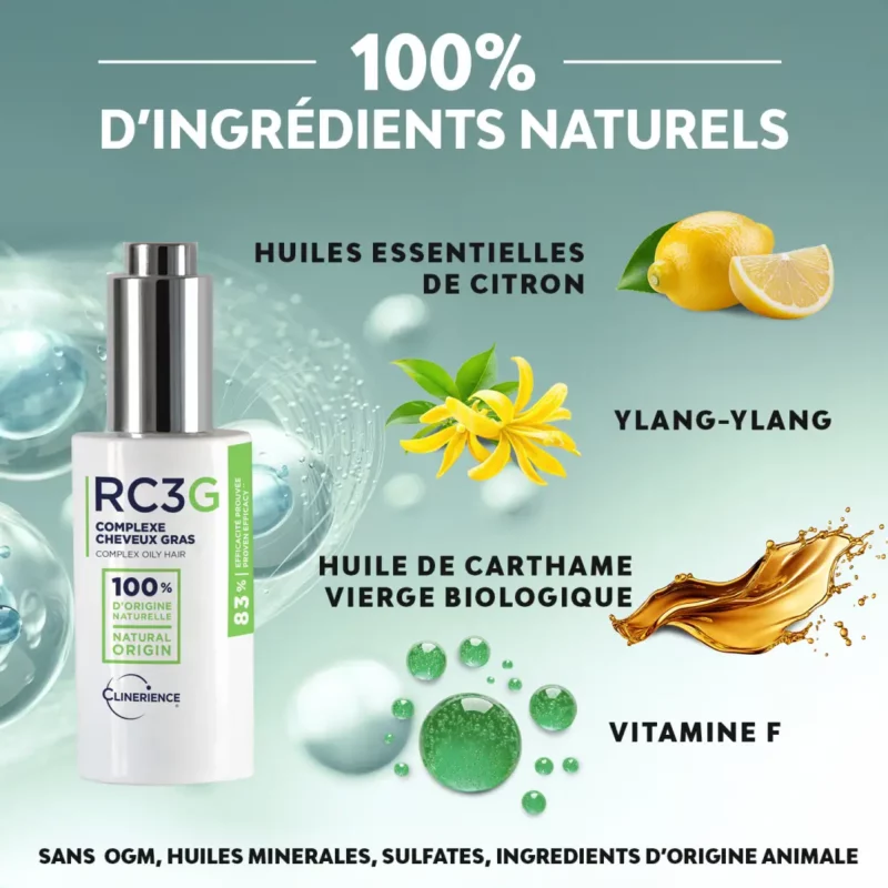 rc3g serum cheveux traitement pour cheveux gras Clinerience