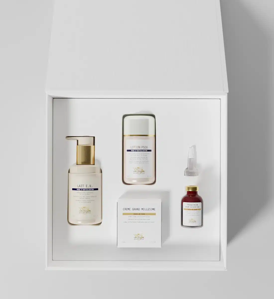 Produits anti-âge du coffret vieillissement Biologique Recherche pour le visage